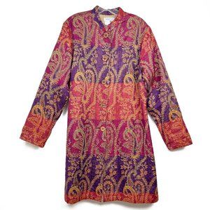 Coldwater Creek Vtg Colorful Paisley Woven Mid-Length Jacket w/ Buttons & Lining